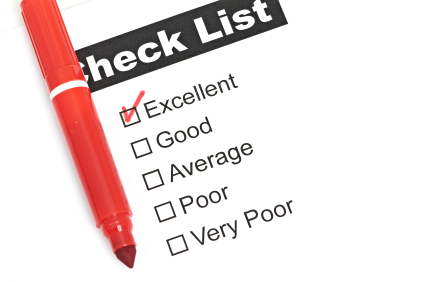 Tick placed in excellent checkbox on customer